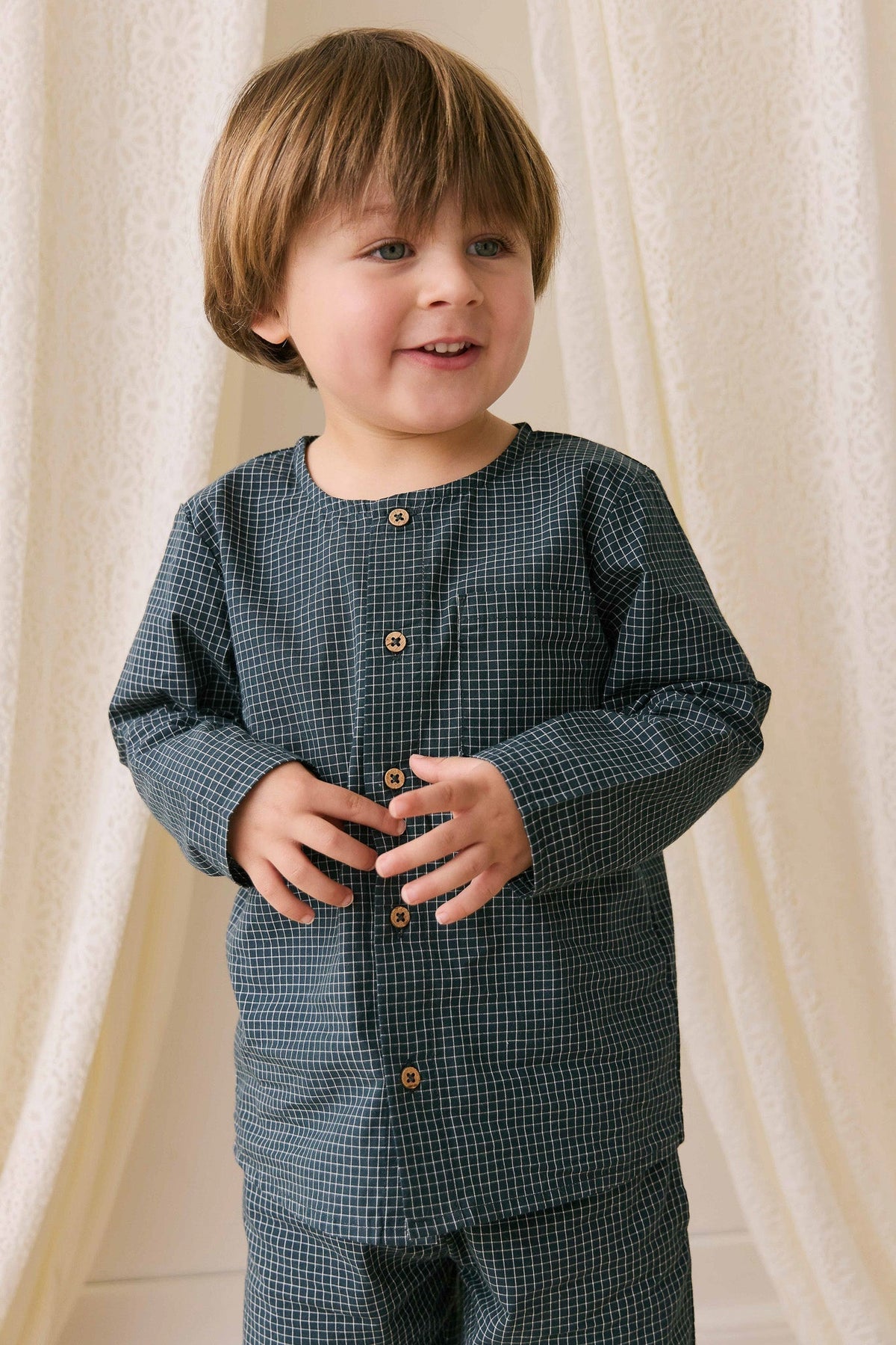 Biologisch Katoenen Albie Top - Forest Grid - Arlina kinderkleding