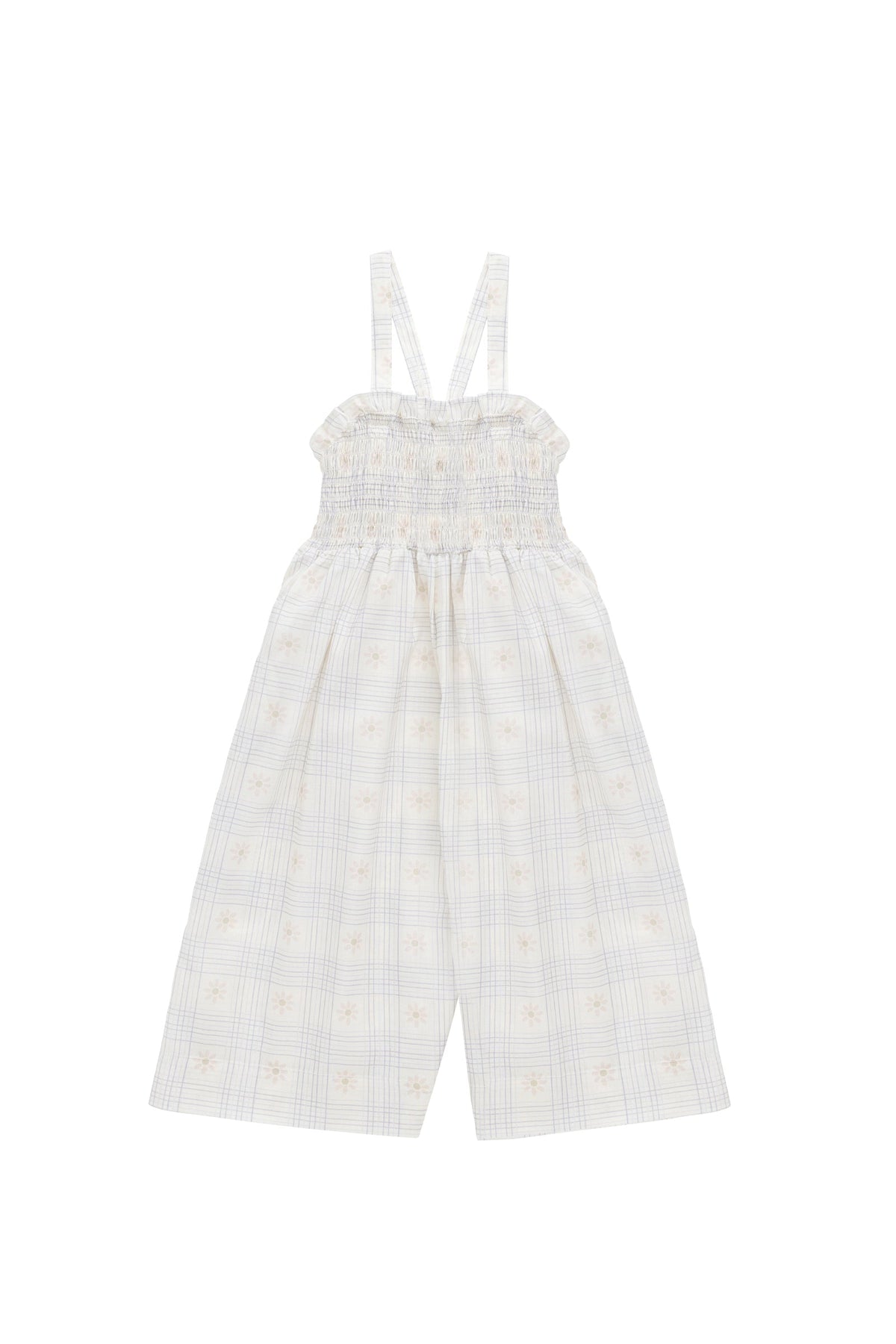 Biologisch Katoenen Arabella Jumpsuit - Marguerite Egret - Arlina kinderkleding - detail