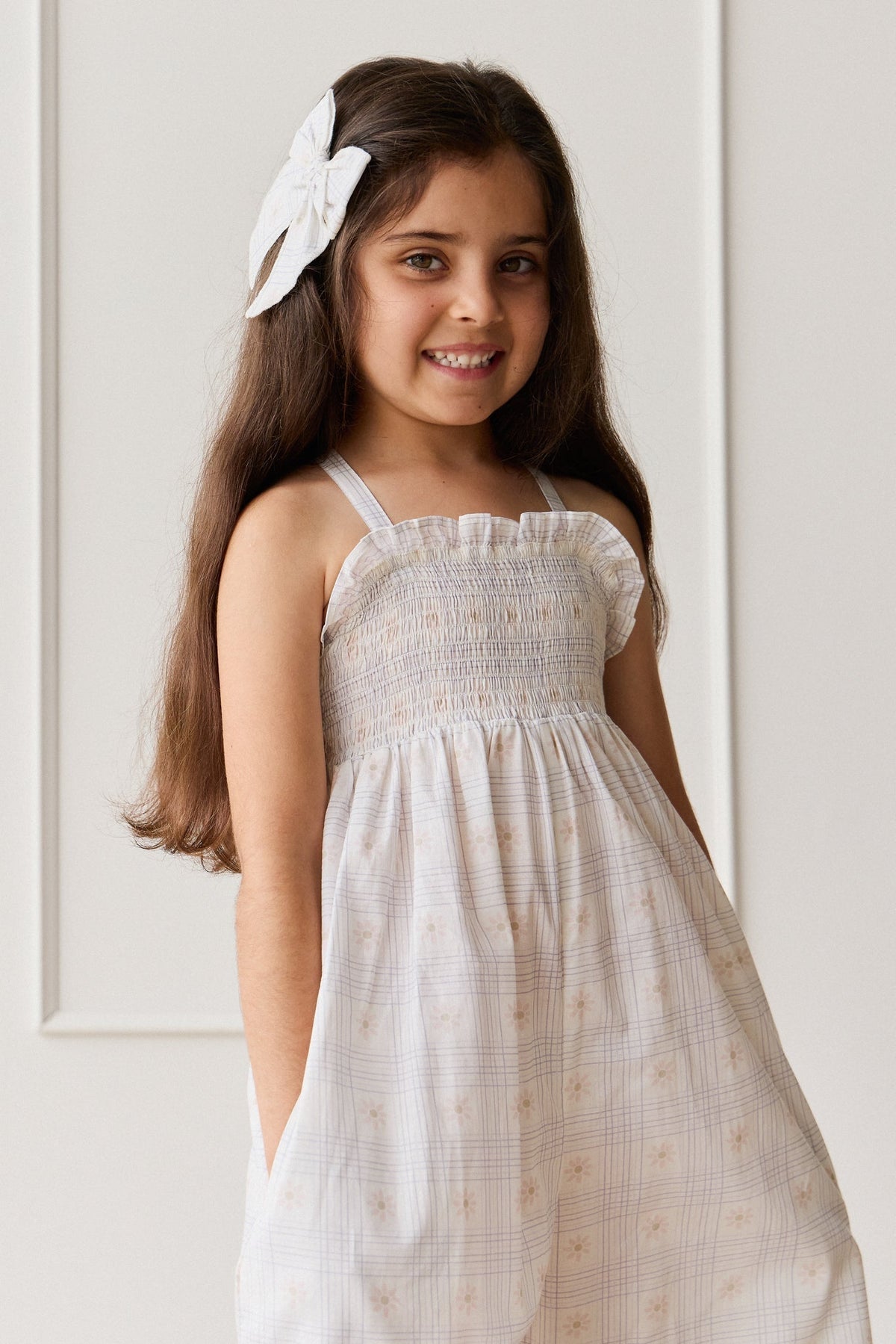 Biologisch Katoenen Arabella Jumpsuit - Marguerite Egret - Arlina kinderkleding