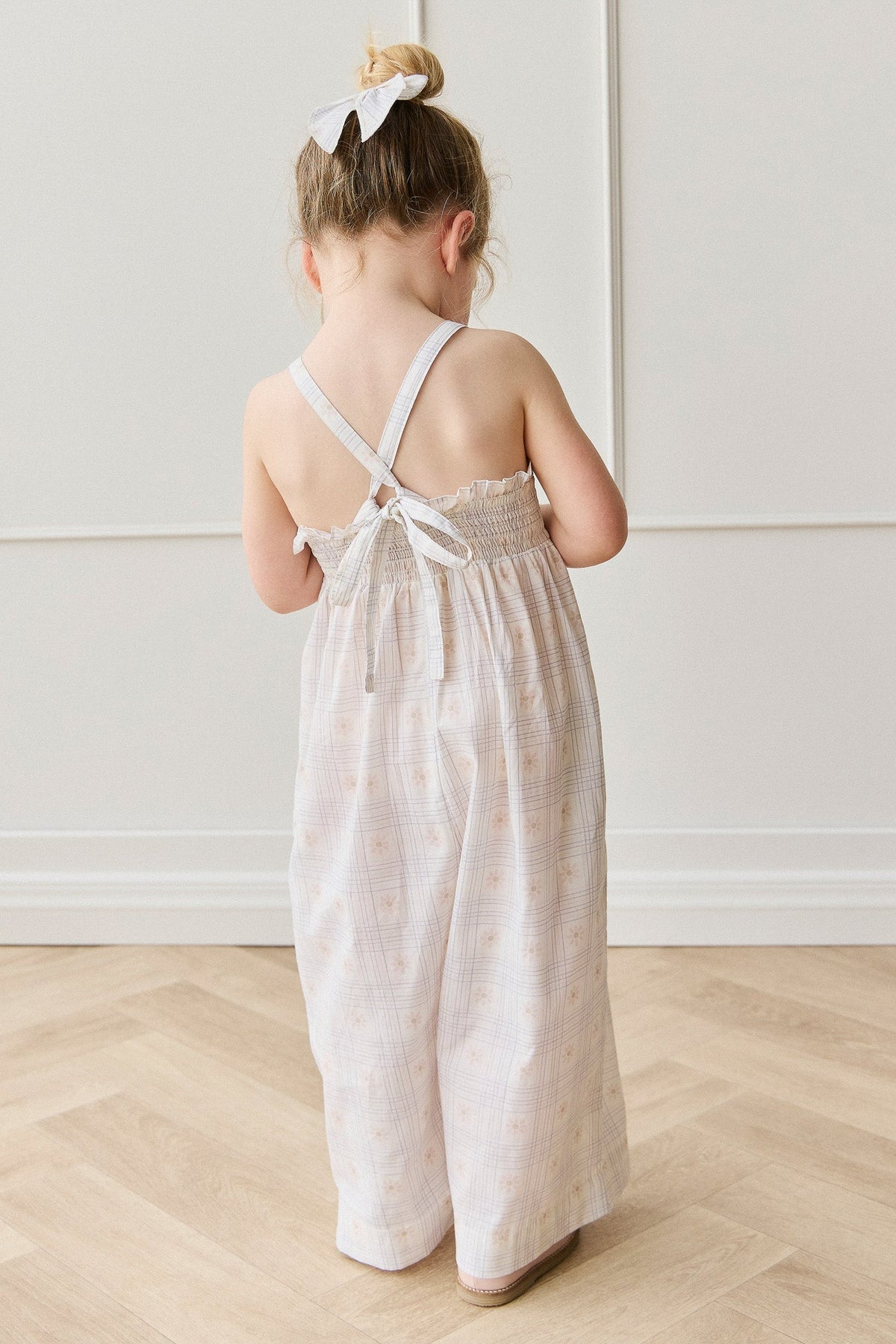 Biologisch Katoenen Arabella Jumpsuit - Marguerite Egret - Arlina kinderkleding