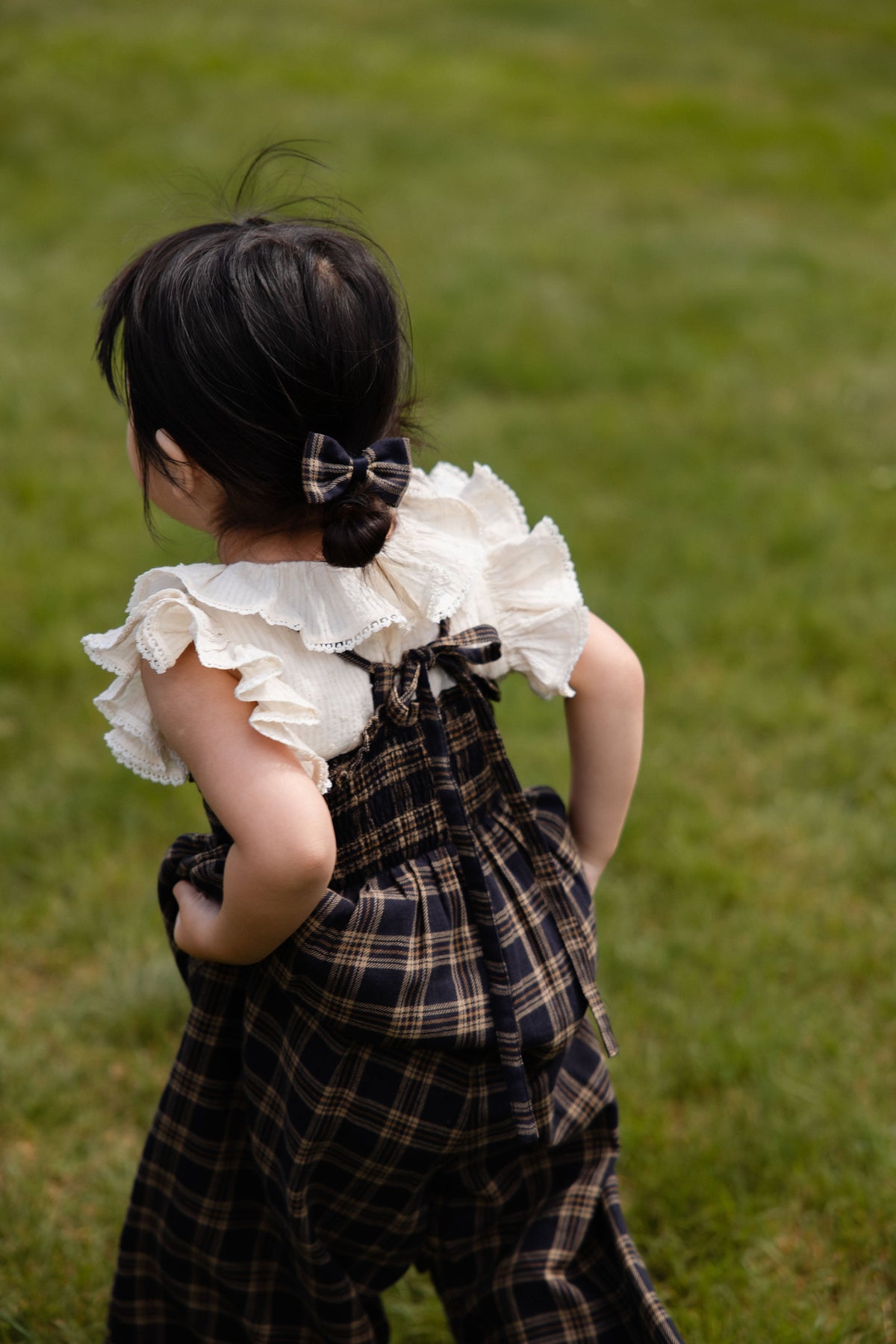 Biologisch Katoenen Arabella Jumpsuit - Woodland Check - Arlina kinderkleding