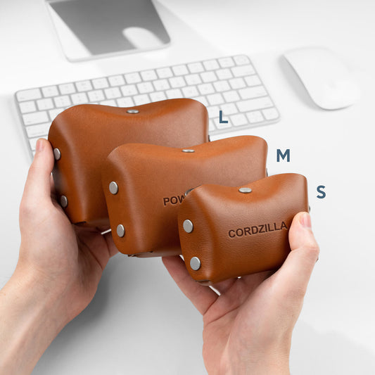 Leren kabel organizer pouch in verschillende kleuren en maten