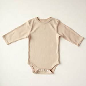 Rib body met lange mouw, havermout - Arlina