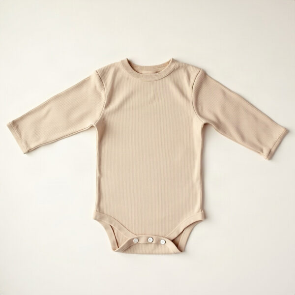 Rib body met lange mouw, havermout - Arlina